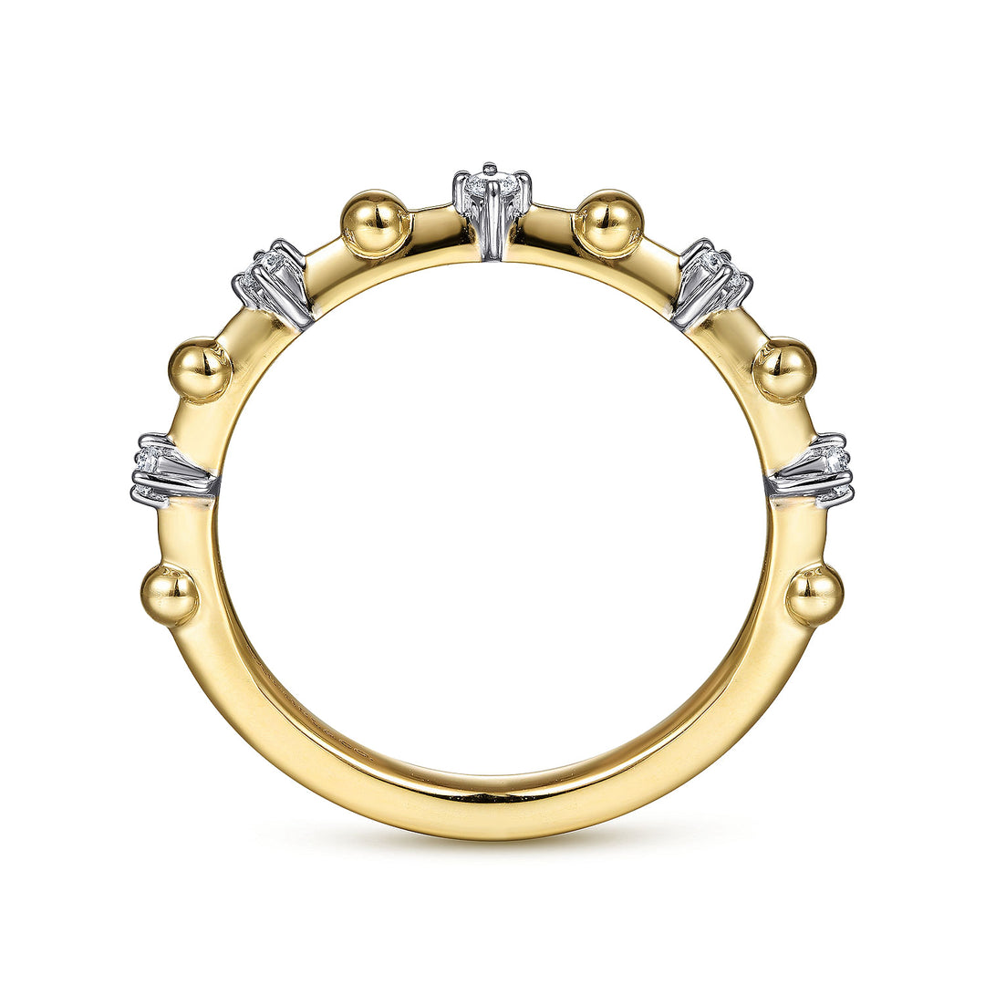 Gabriel & Co. LR51703Y45JJ 14K Yellow Gold Alternating Diamond and Bujukan Ball Ring