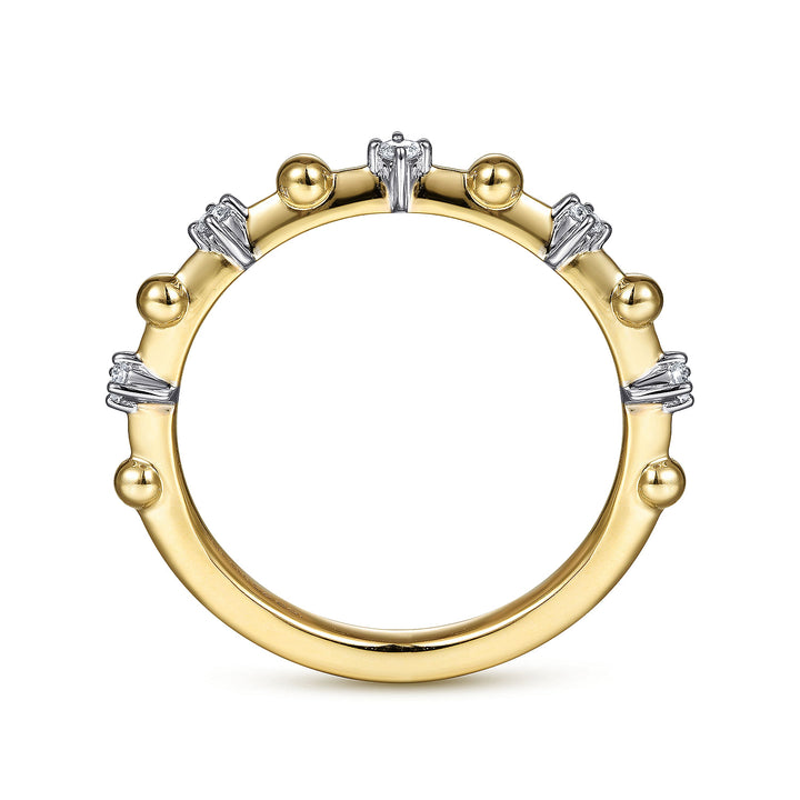 Gabriel & Co. LR51703Y45JJ 14K Yellow Gold Alternating Diamond and Bujukan Ball Ring