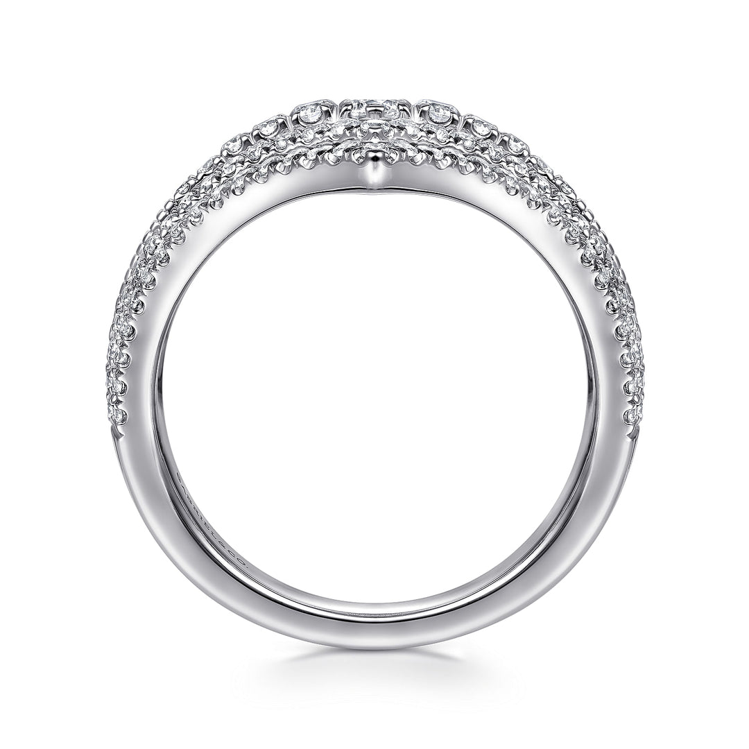 Gabriel & Co. LR51736W45JJ 14K White Gold Multi Row Diamond Chevron Ring