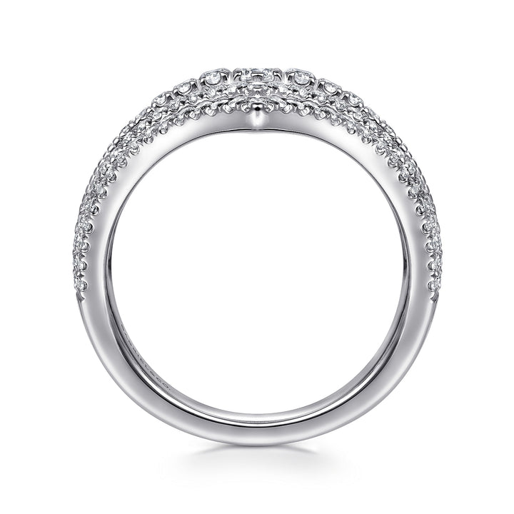 Gabriel & Co. LR51736W45JJ 14K White Gold Multi Row Diamond Chevron Ring