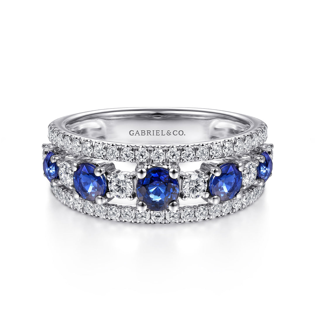 Gabriel & Co. LR51738W45SA 14K White Gold Round Sapphire and Diamond Ring