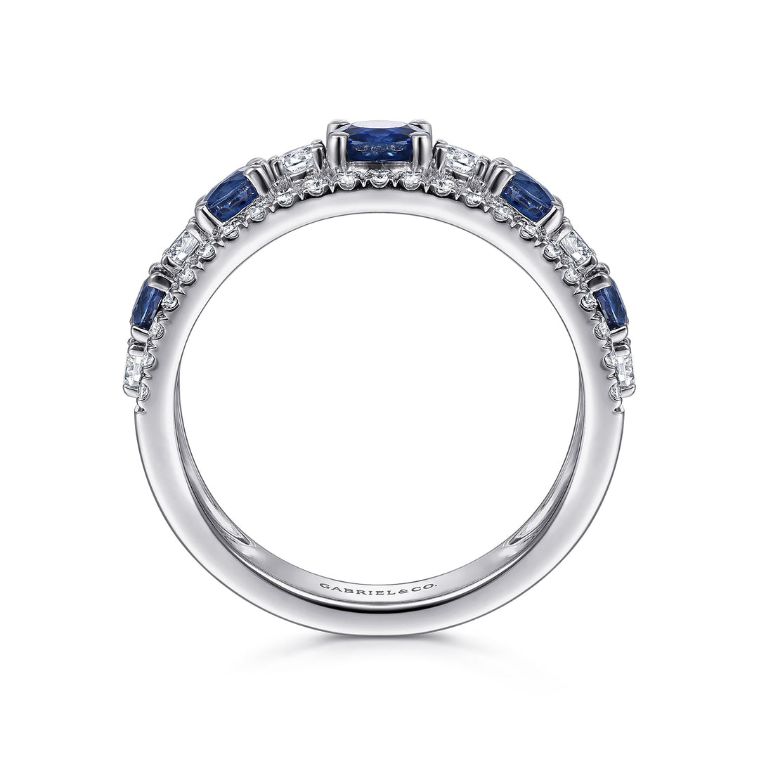Gabriel & Co. LR51738W45SA 14K White Gold Round Sapphire and Diamond Ring