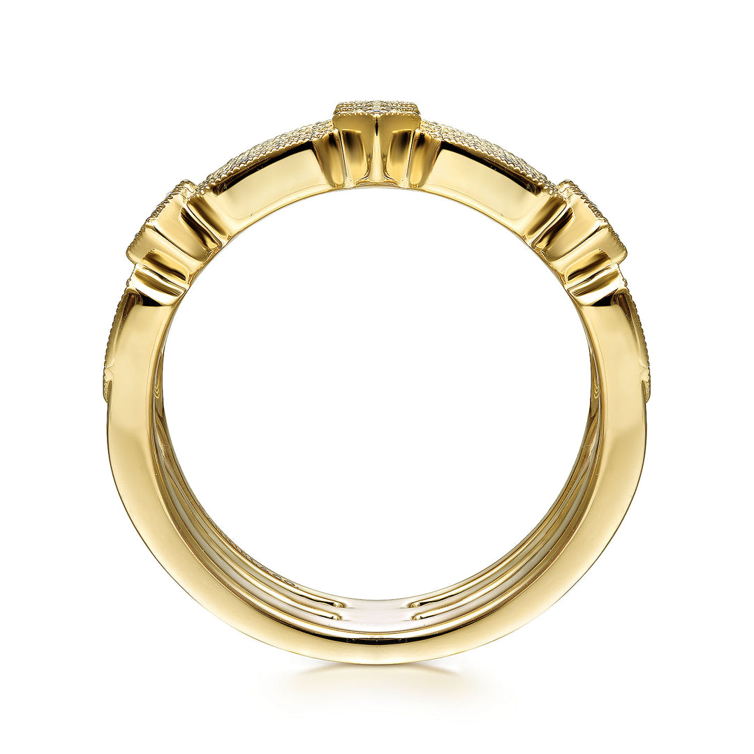 Gabriel & Co. LR51739Y45JJ 14K Yellow Gold Three Row Diamond Ring