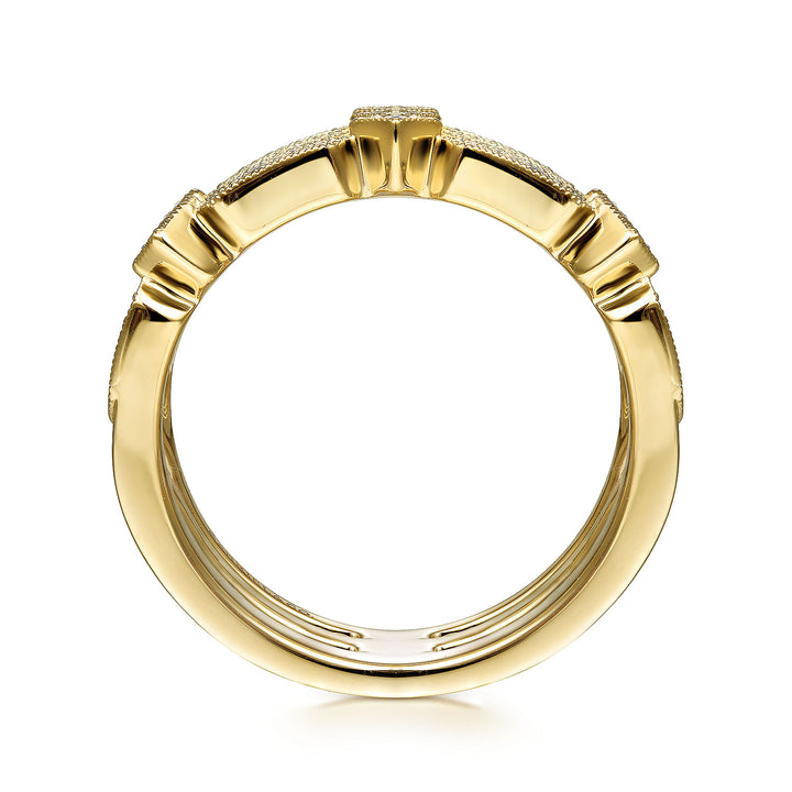 Gabriel & Co. LR51739Y45JJ 14K Yellow Gold Three Row Diamond Ring