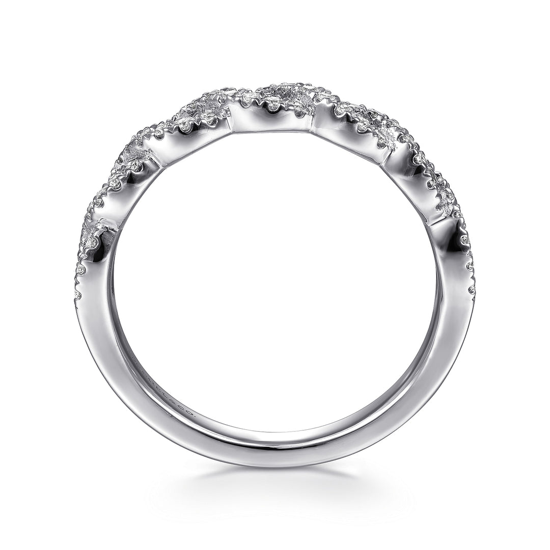 Gabriel & Co. LR51748W45JJ 14K White Gold Twisted Diamond Stackable Ring
