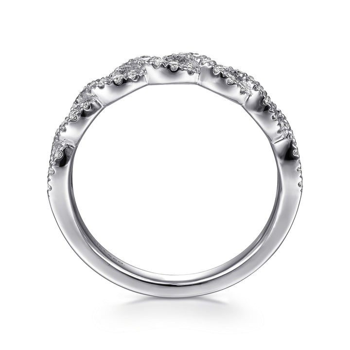 Gabriel & Co. LR51748W45JJ 14K White Gold Twisted Diamond Stackable Ring