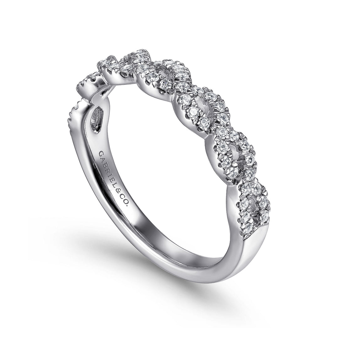 Gabriel & Co. LR51748W45JJ 14K White Gold Twisted Diamond Stackable Ring