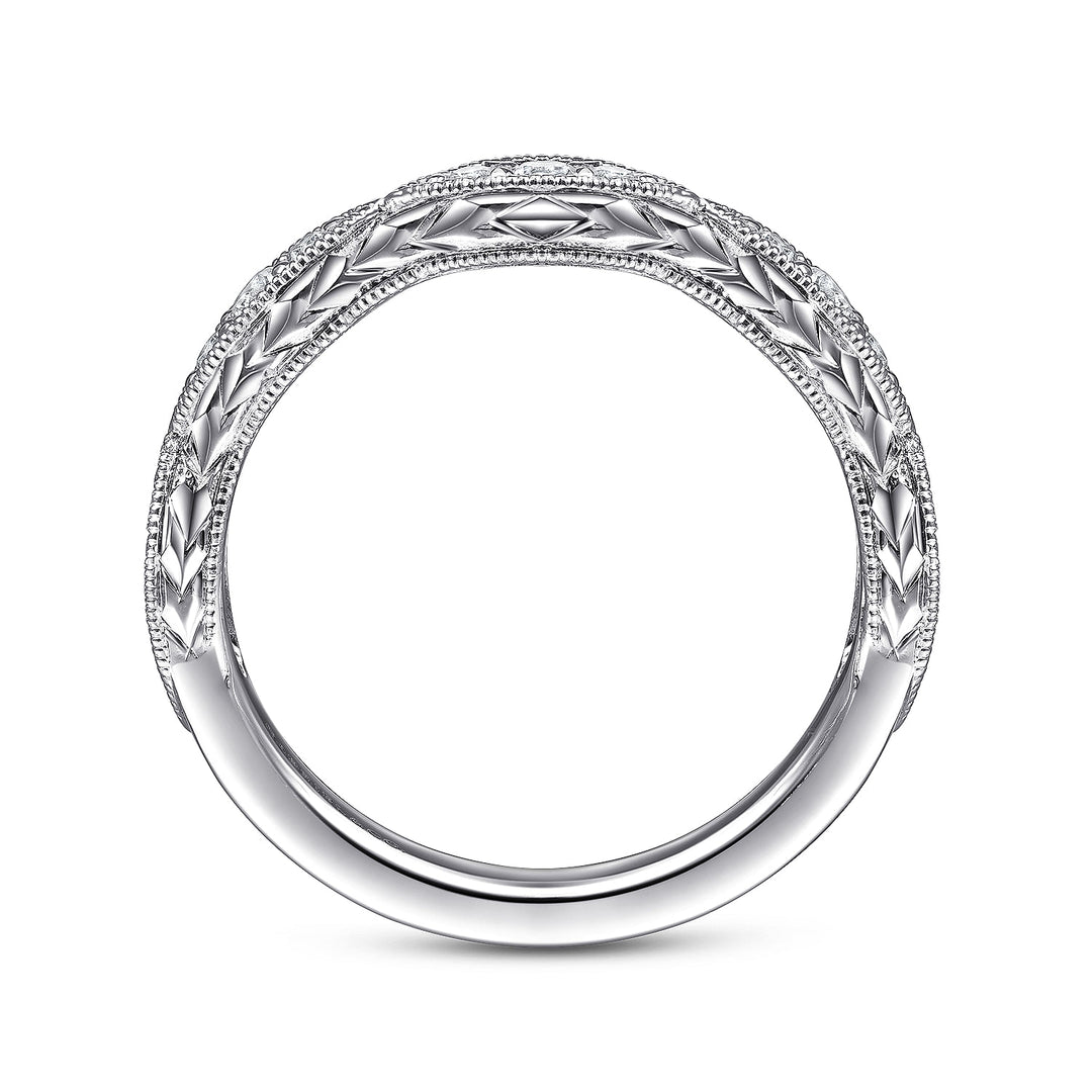 Gabriel & Co. LR51762W45JJ 14K White Gold Marquise Diamond Cluster Stackable Ring