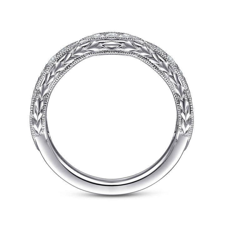 Gabriel & Co. LR51762W45JJ 14K White Gold Marquise Diamond Cluster Stackable Ring