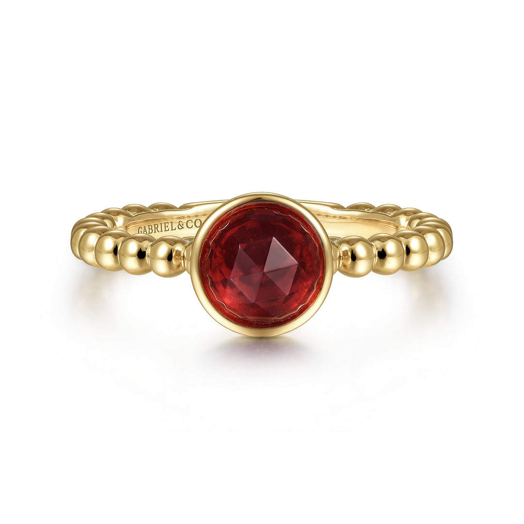 Gabriel & Co. LR51789Y4JGN 14K Yellow Gold Bezel Set Garnet Bujukan Ring