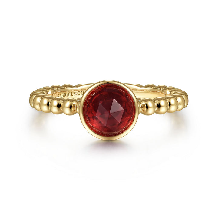 Gabriel & Co. LR51789Y4JGN 14K Yellow Gold Bezel Set Garnet Bujukan Ring