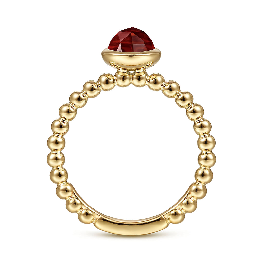 Gabriel & Co. LR51789Y4JGN 14K Yellow Gold Bezel Set Garnet Bujukan Ring