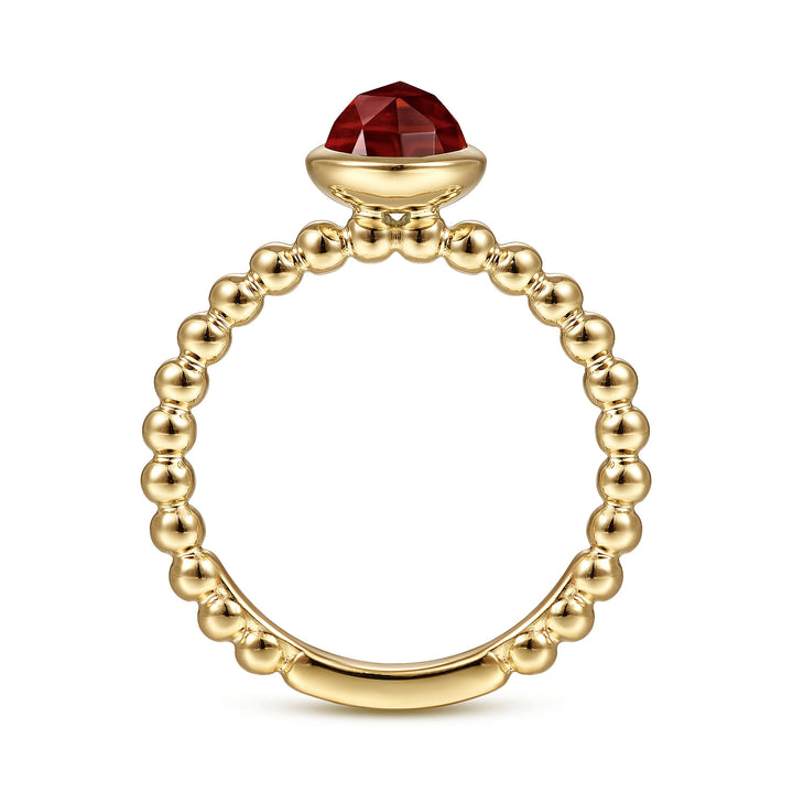 Gabriel & Co. LR51789Y4JGN 14K Yellow Gold Bezel Set Garnet Bujukan Ring