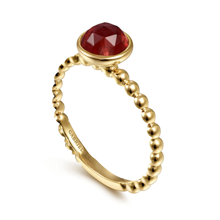 Gabriel & Co. LR51789Y4JGN 14K Yellow Gold Bezel Set Garnet Bujukan Ring