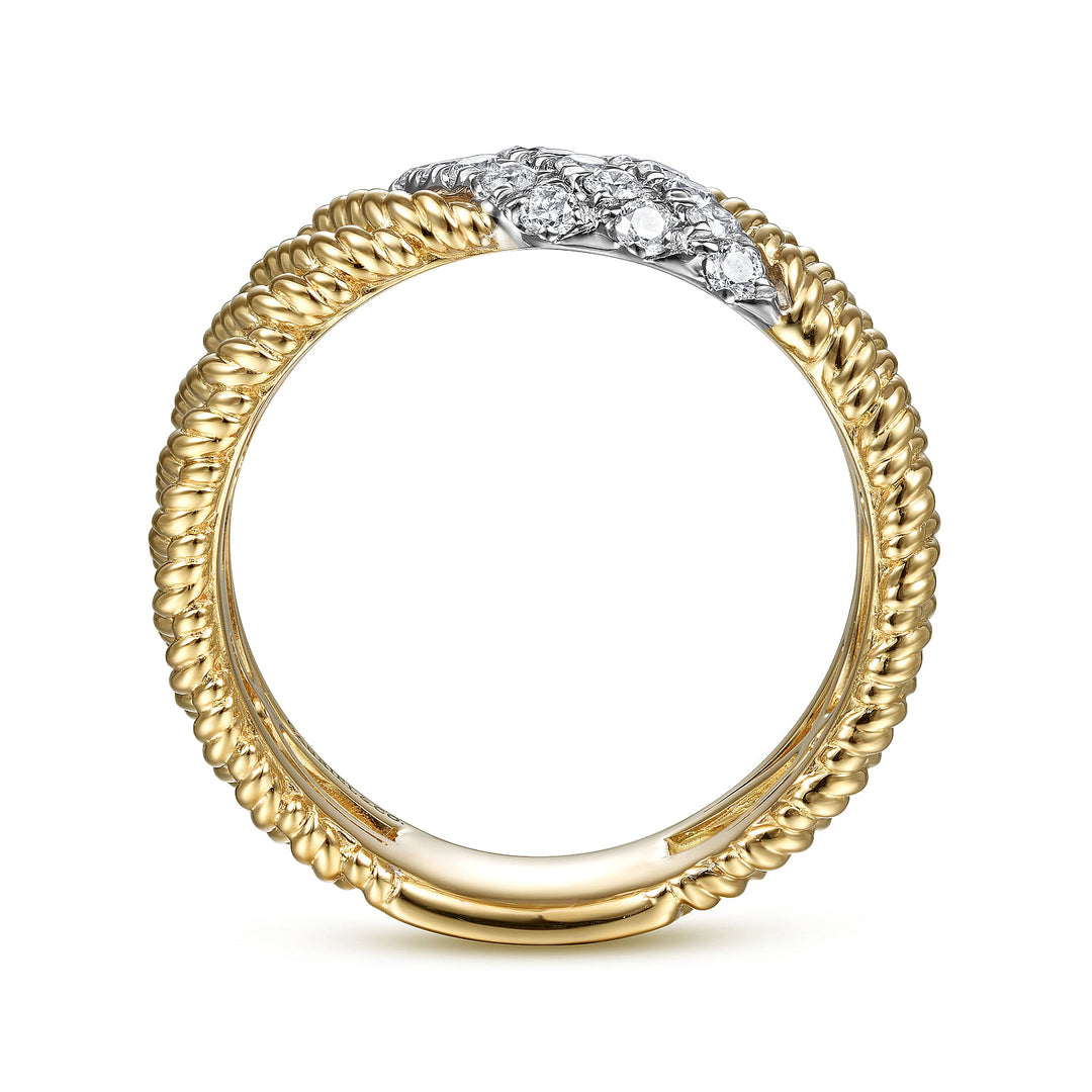 Gabriel & Co. LR51819M45JJ 14K White Yellow Gold Multi Twisted Rope and Diamond Ring