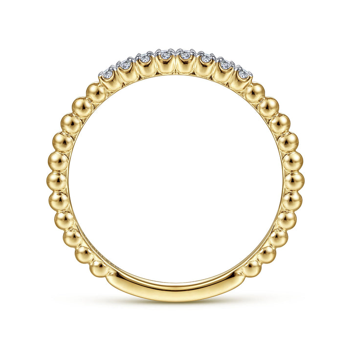 Gabriel & Co. LR51823Y45JJ 14K Yellow Gold Bujukan Bead and Diamond Stackable Ring