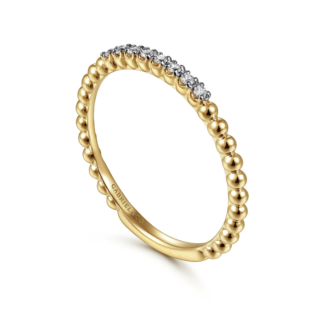 Gabriel & Co. LR51823Y45JJ 14K Yellow Gold Bujukan Bead and Diamond Stackable Ring