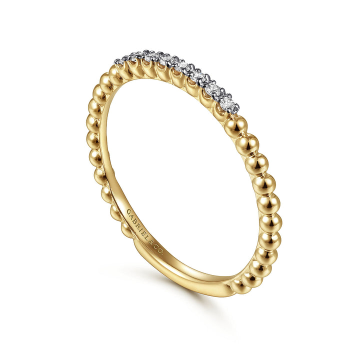 Gabriel & Co. LR51823Y45JJ 14K Yellow Gold Bujukan Bead and Diamond Stackable Ring