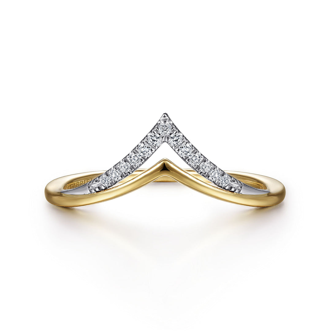 Gabriel & Co. LR51826M45JJ 14K White Yellow Gold Diamond Chevron Ring