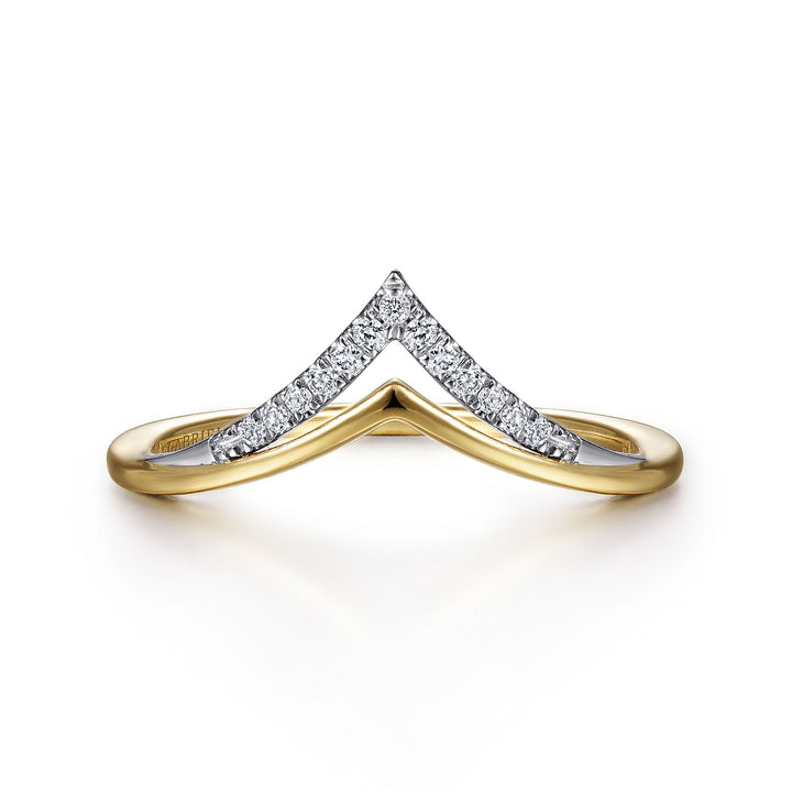 Gabriel & Co. LR51826M45JJ 14K White Yellow Gold Diamond Chevron Ring