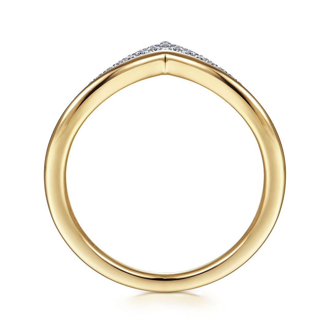Gabriel & Co. LR51826M45JJ 14K White Yellow Gold Diamond Chevron Ring