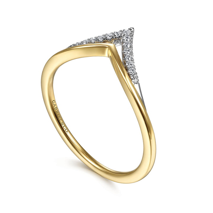 Gabriel & Co. LR51826M45JJ 14K White Yellow Gold Diamond Chevron Ring
