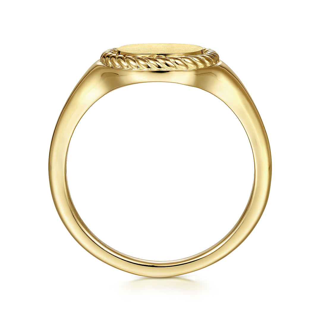 Gabriel & Co. LR51829Y4JJJ 14K Yellow Gold Round Signet Ring with Twisted Rope Frame