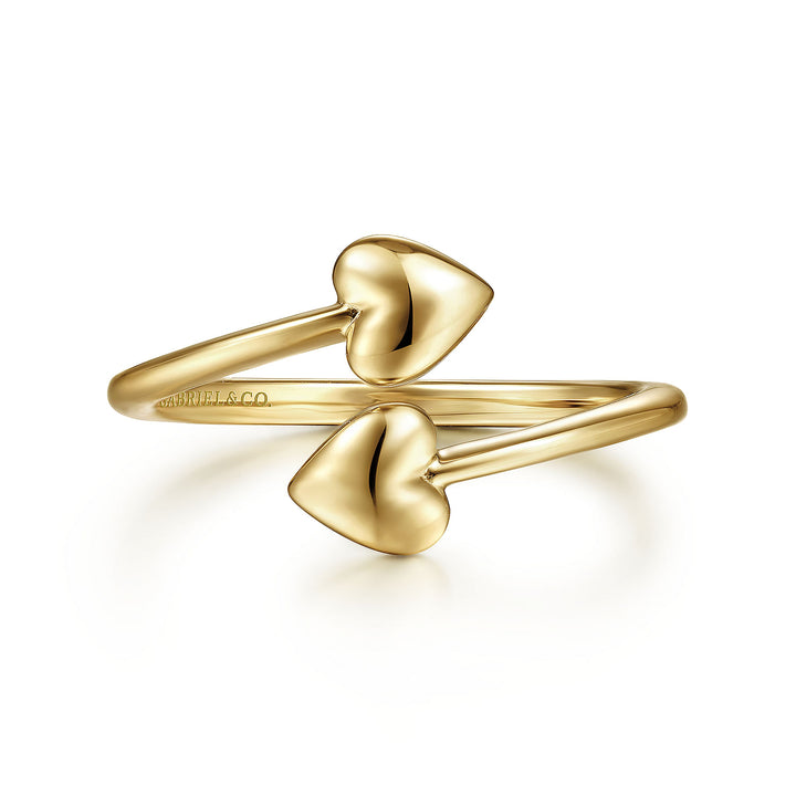 Gabriel & Co. LR51832Y4JJJ 14K Yellow Gold Double Puffed Heart Bypass Ring