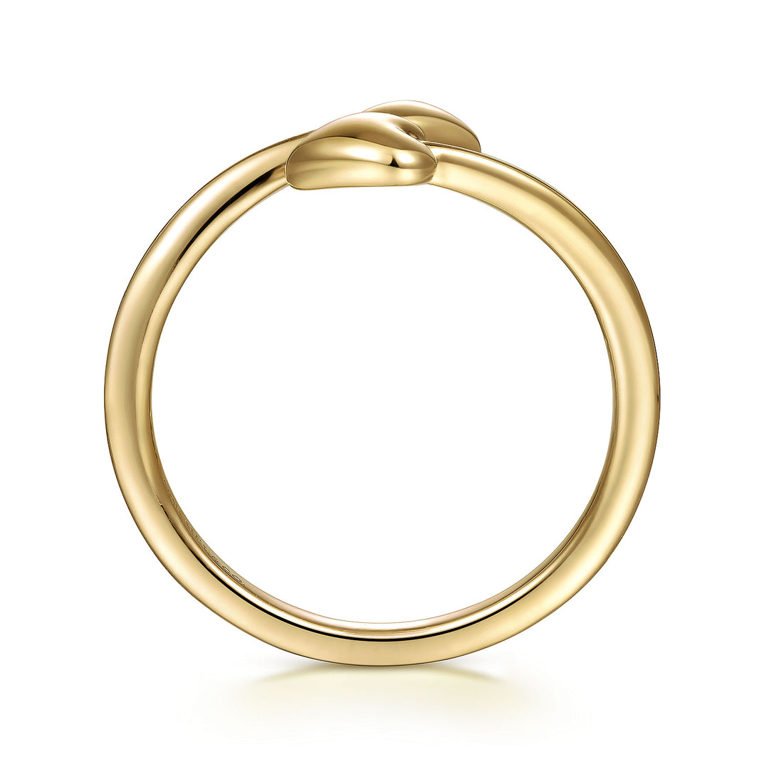 Gabriel & Co. LR51832Y4JJJ 14K Yellow Gold Double Puffed Heart Bypass Ring