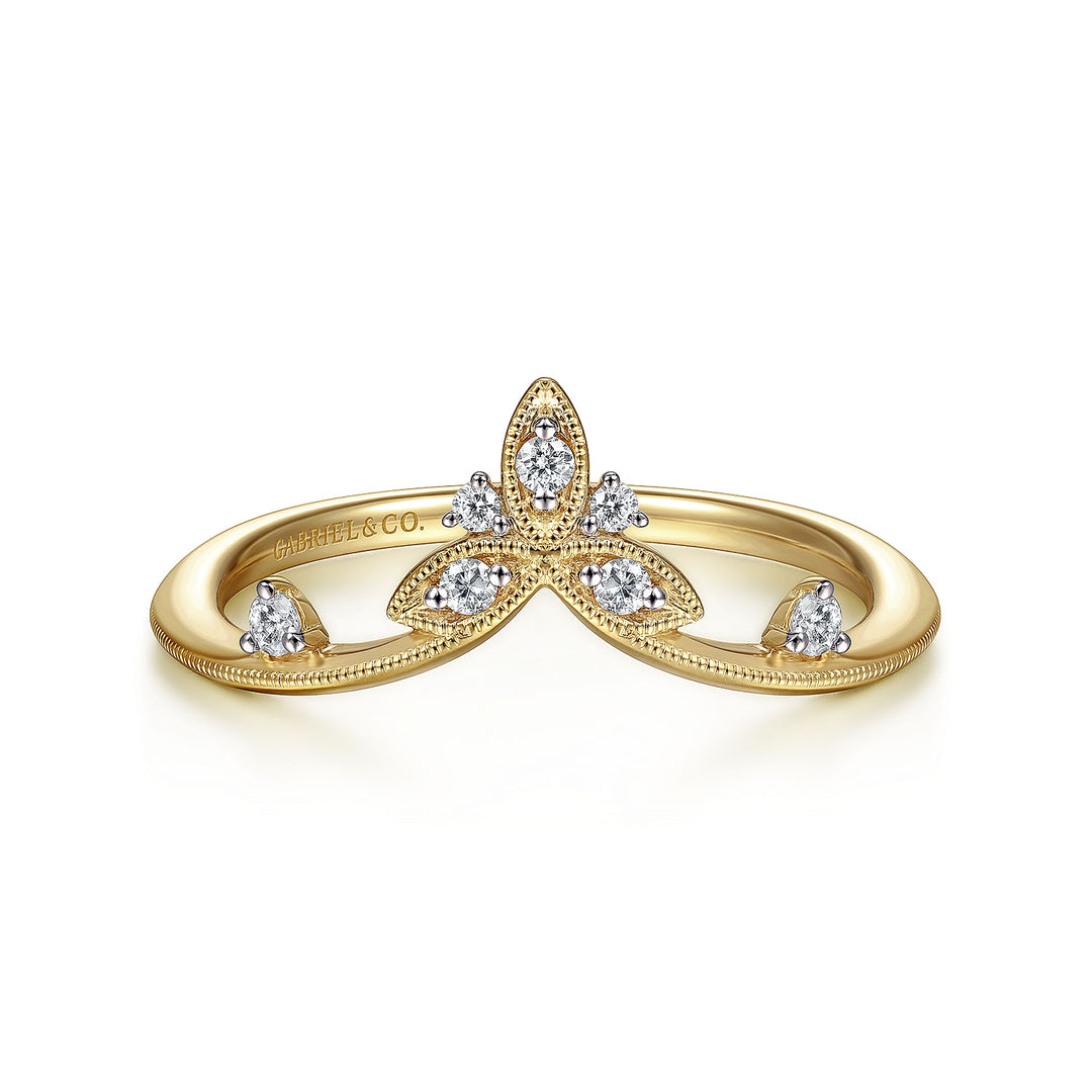 Gabriel & Co. LR51841Y45JJ 14K Yellow Gold Chevron Diamond Ring