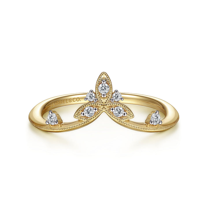 Gabriel & Co. LR51841Y45JJ 14K Yellow Gold Chevron Diamond Ring