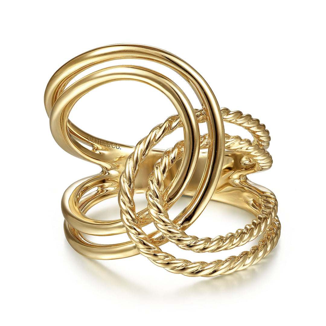 Gabriel & Co. LR51872Y4JJJ 14K Yellow Gold Intertwined Twisted and Polished Rope Ring