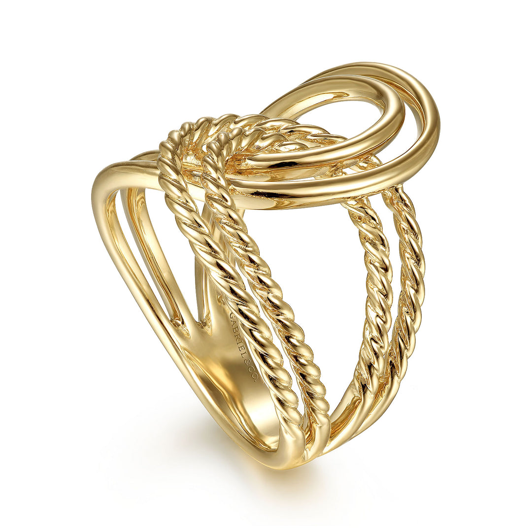 Gabriel & Co. LR51872Y4JJJ 14K Yellow Gold Intertwined Twisted and Polished Rope Ring