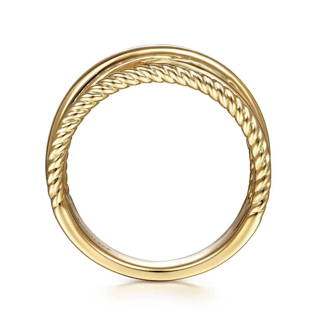 Gabriel & Co. LR51875Y4JJJ 14K Yellow Gold Twisted and Plain Criss Cross Ring