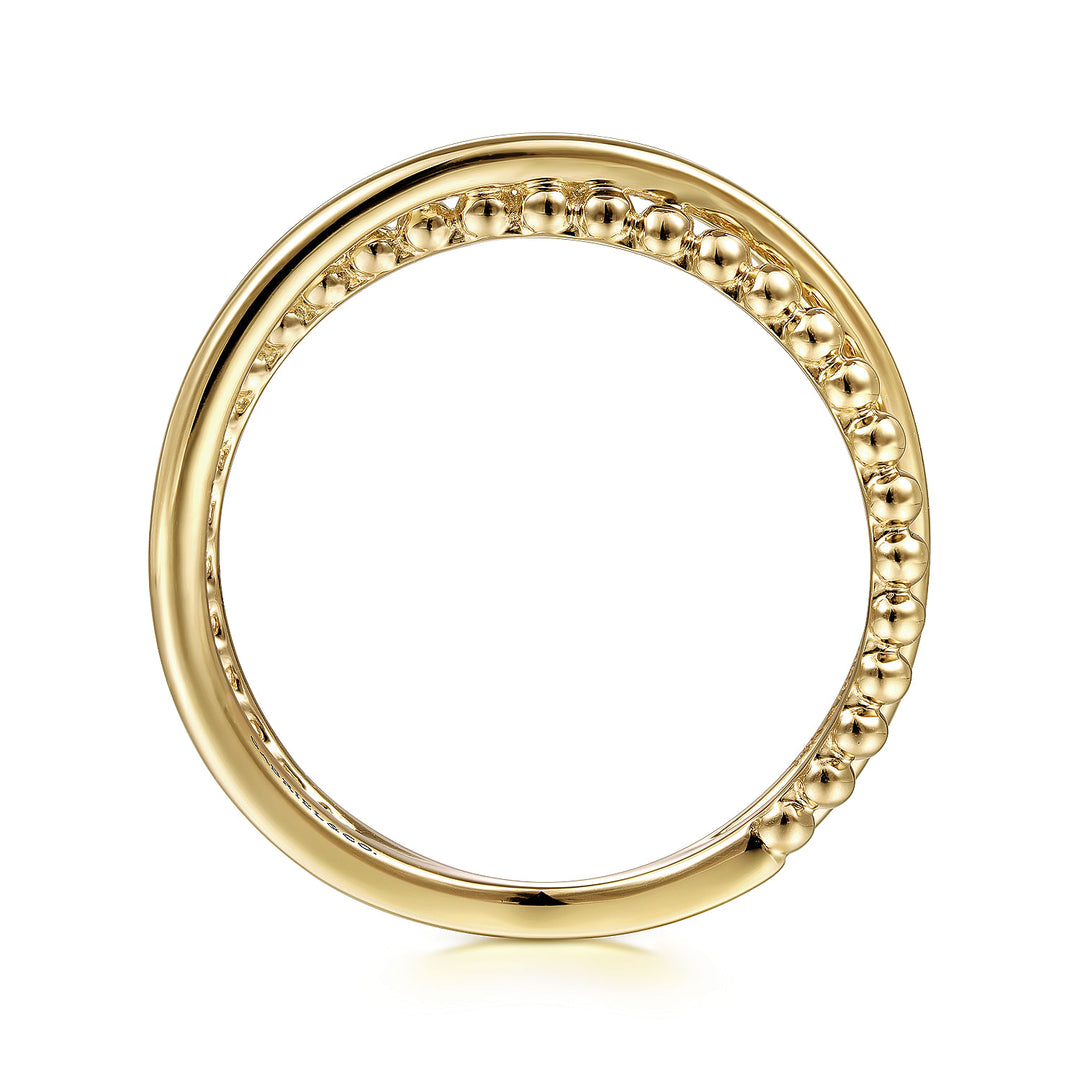 Gabriel & Co. LR51876Y4JJJ 14K Yellow Gold Bujukan Ball Criss Cross Ring