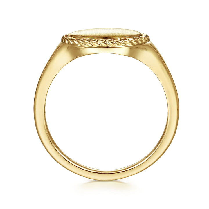 Gabriel & Co. LR51879Y4JJJ 14K Yellow Gold Round Signet Ring with Twisted Rope Frame