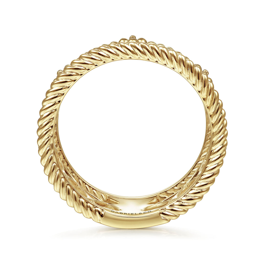 Gabriel & Co. LR51885Y4JJJ 14K Yellow Gold Twisted Rope and Bujukan Bead Wide Band Ring
