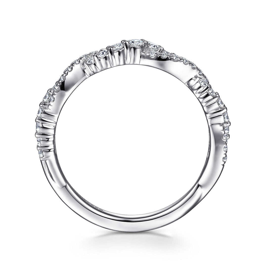 Gabriel & Co. LR51915W45JJ 14K White Gold Twisted Diamond Stackable Ring