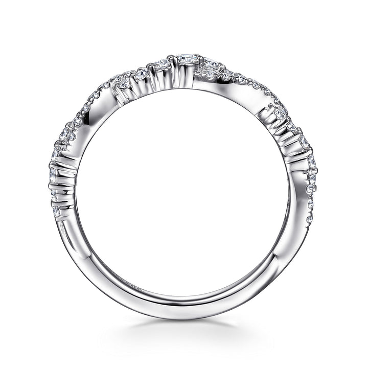 Gabriel & Co. LR51915W45JJ 14K White Gold Twisted Diamond Stackable Ring