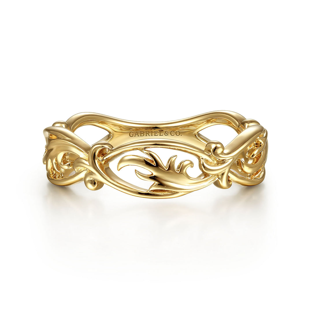 Gabriel & Co. LR51916Y4JJJ 14K Yellow Gold Filigree Floral Ring