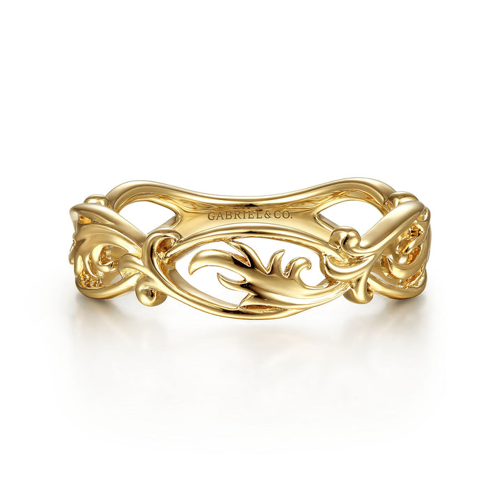 Gabriel & Co. LR51916Y4JJJ 14K Yellow Gold Filigree Floral Ring