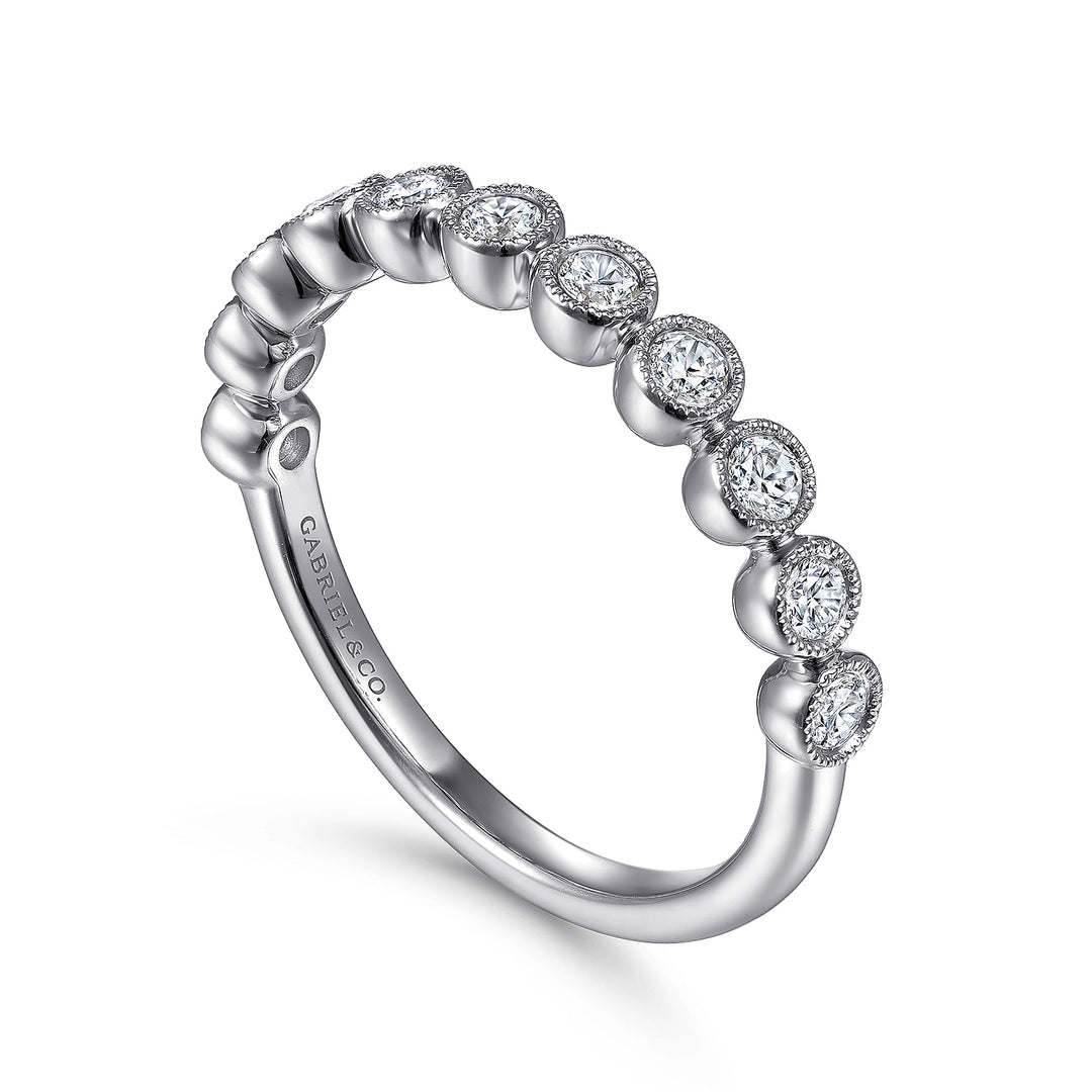 Gabriel & Co. LR51932W45JJ 14K White Gold Millgrain Bezel Diamond Stackable Ring