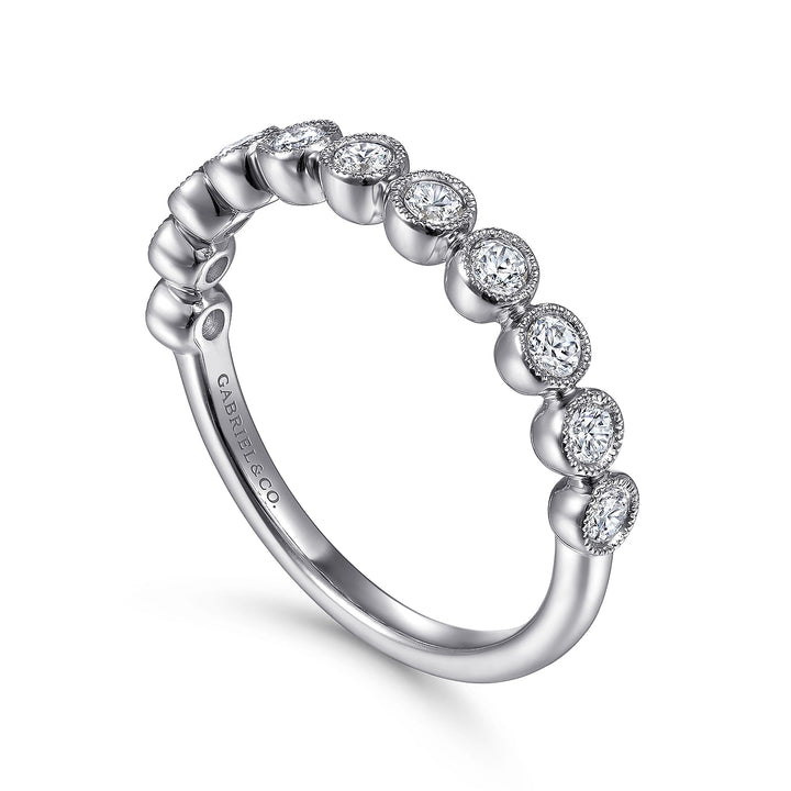 Gabriel & Co. LR51932W45JJ 14K White Gold Millgrain Bezel Diamond Stackable Ring