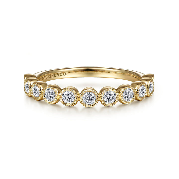 Gabriel & Co. LR51932Y45JJ 14K Yellow Gold Millgrain Bezel Diamond Stackable Ring