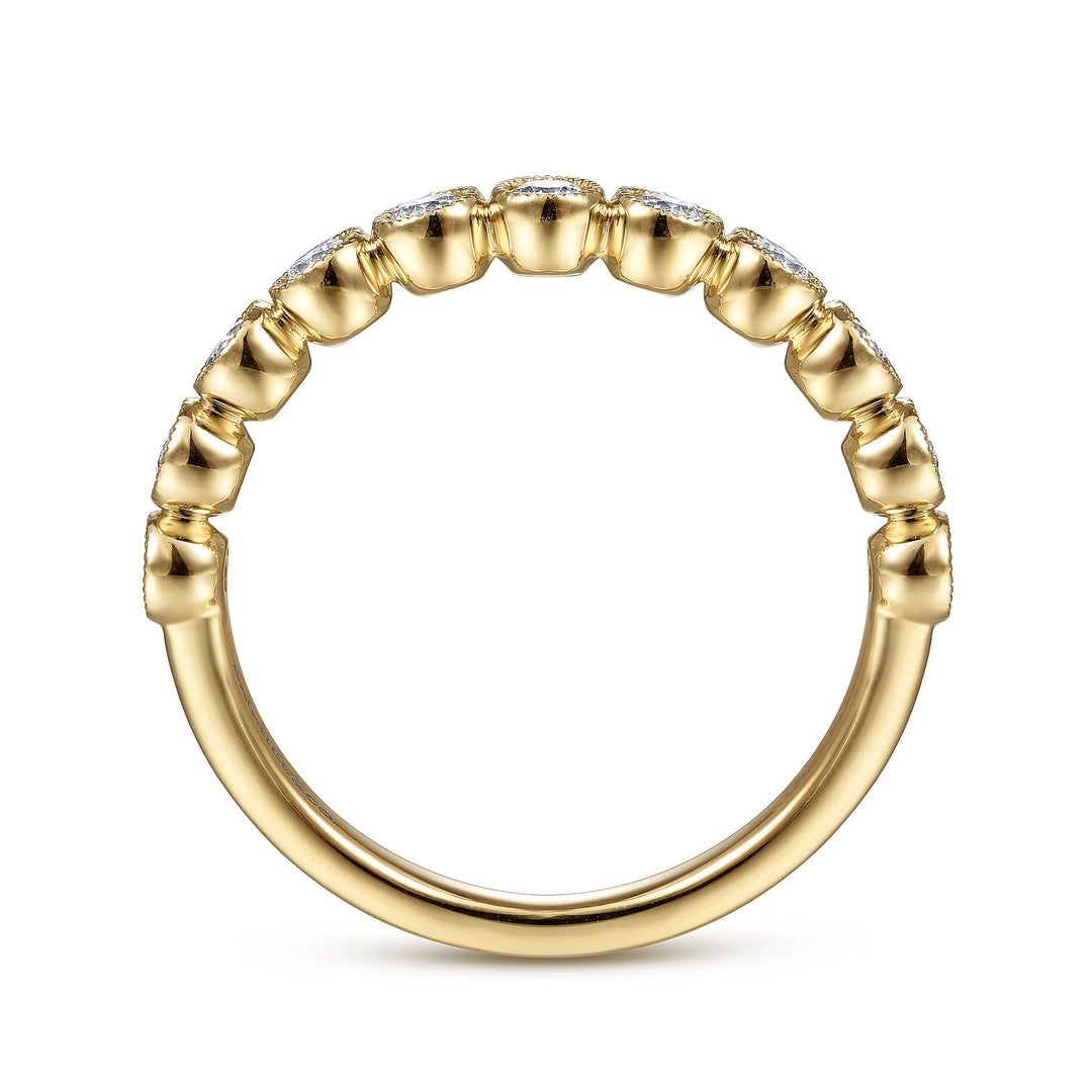 Gabriel & Co. LR51932Y45JJ 14K Yellow Gold Millgrain Bezel Diamond Stackable Ring