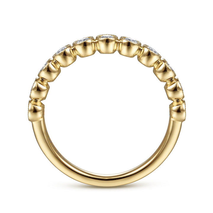 Gabriel & Co. LR51932Y45JJ 14K Yellow Gold Millgrain Bezel Diamond Stackable Ring