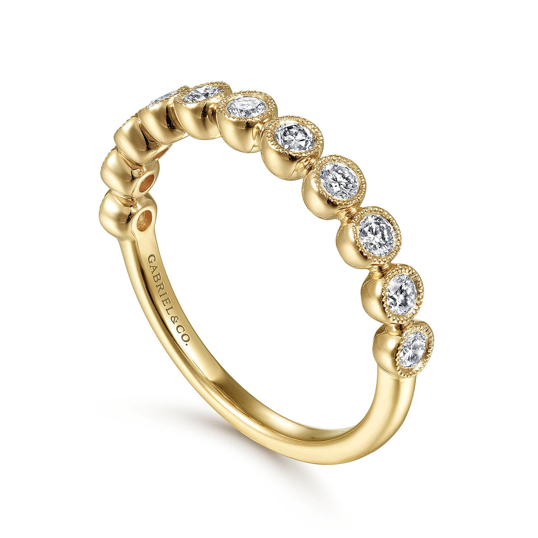 Gabriel & Co. LR51932Y45JJ 14K Yellow Gold Millgrain Bezel Diamond Stackable Ring