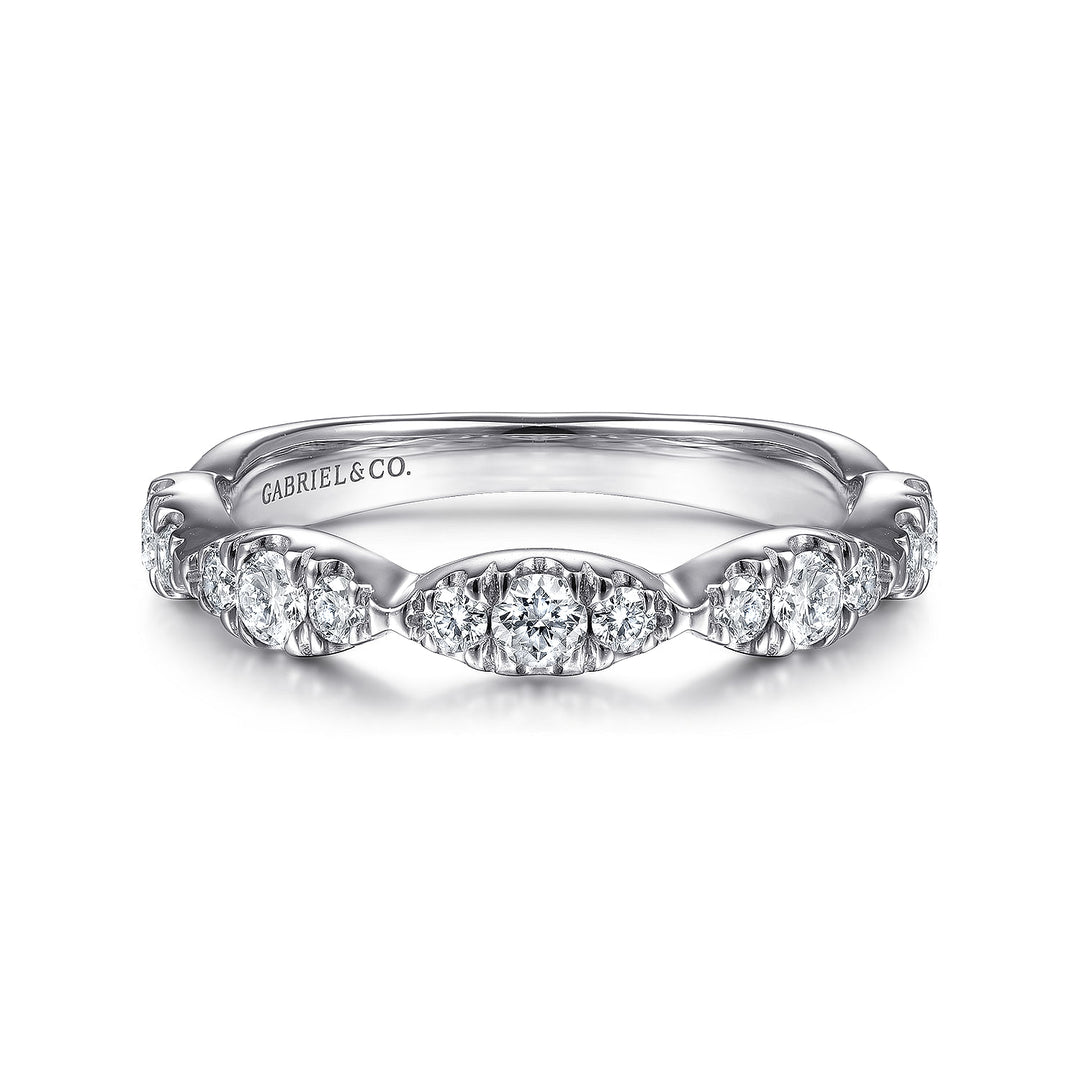 Gabriel & Co. LR51936W45JJ 14K White Gold Diamond Cluster Marquis Station Ring