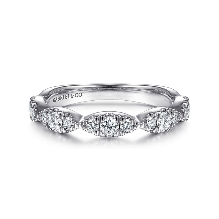 Gabriel & Co. LR51936W45JJ 14K White Gold Diamond Cluster Marquis Station Ring