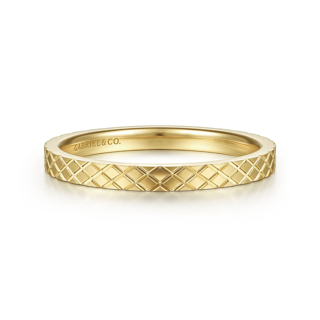 Gabriel & Co. LR51941Y4JJJ 14K Yellow Gold Textured Checkered Stackable Ring
